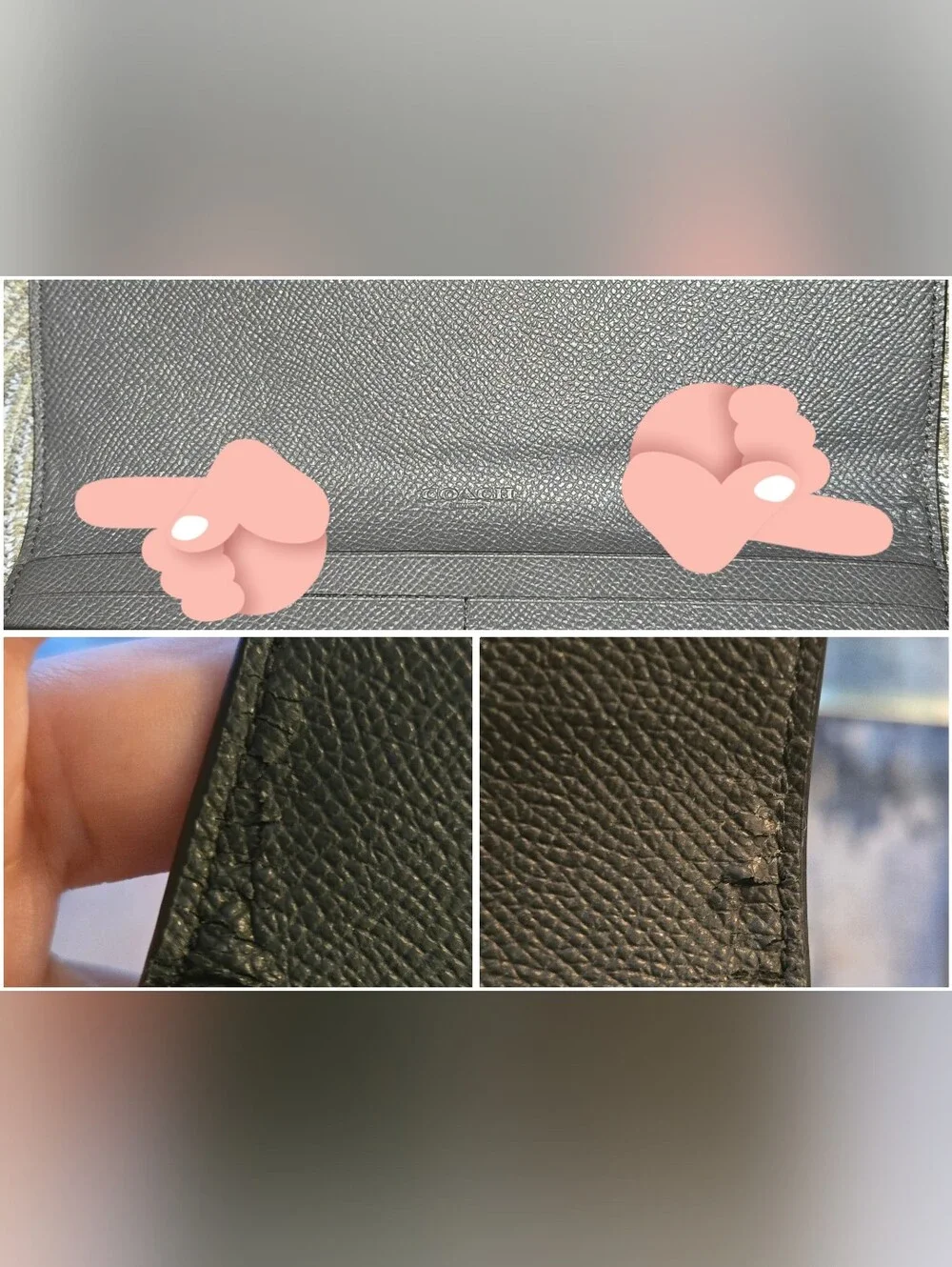 Coach Black Polished Pebbled Leather Flap Envelope Long Wallet F16613